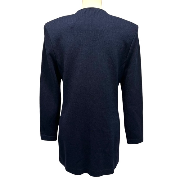 St. John Collection Navy Santana Knit Longline Button Front Jacket - Picture 5 of 10